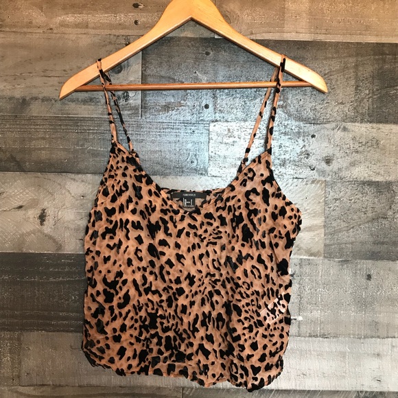Forever 21 Tops - Forever 21 Leopard Sheer Tank Top Velvet Print